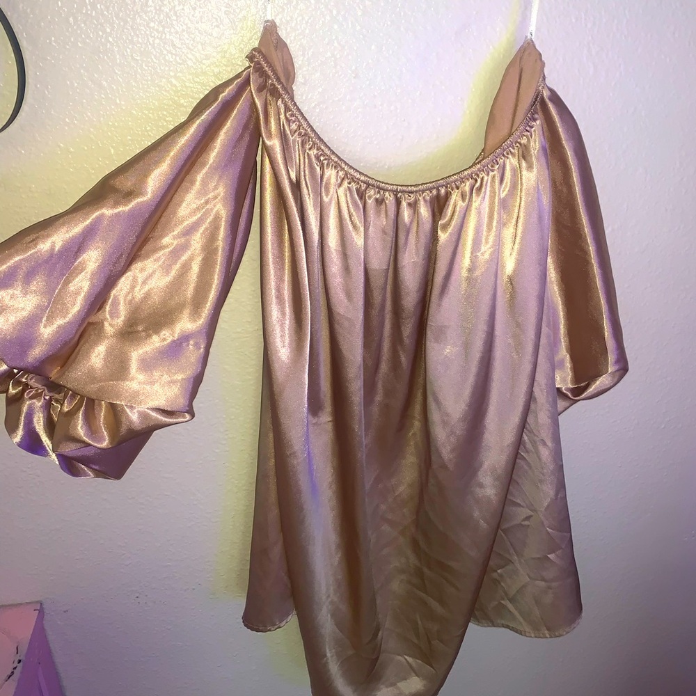 Satin finish puff sleeve dress